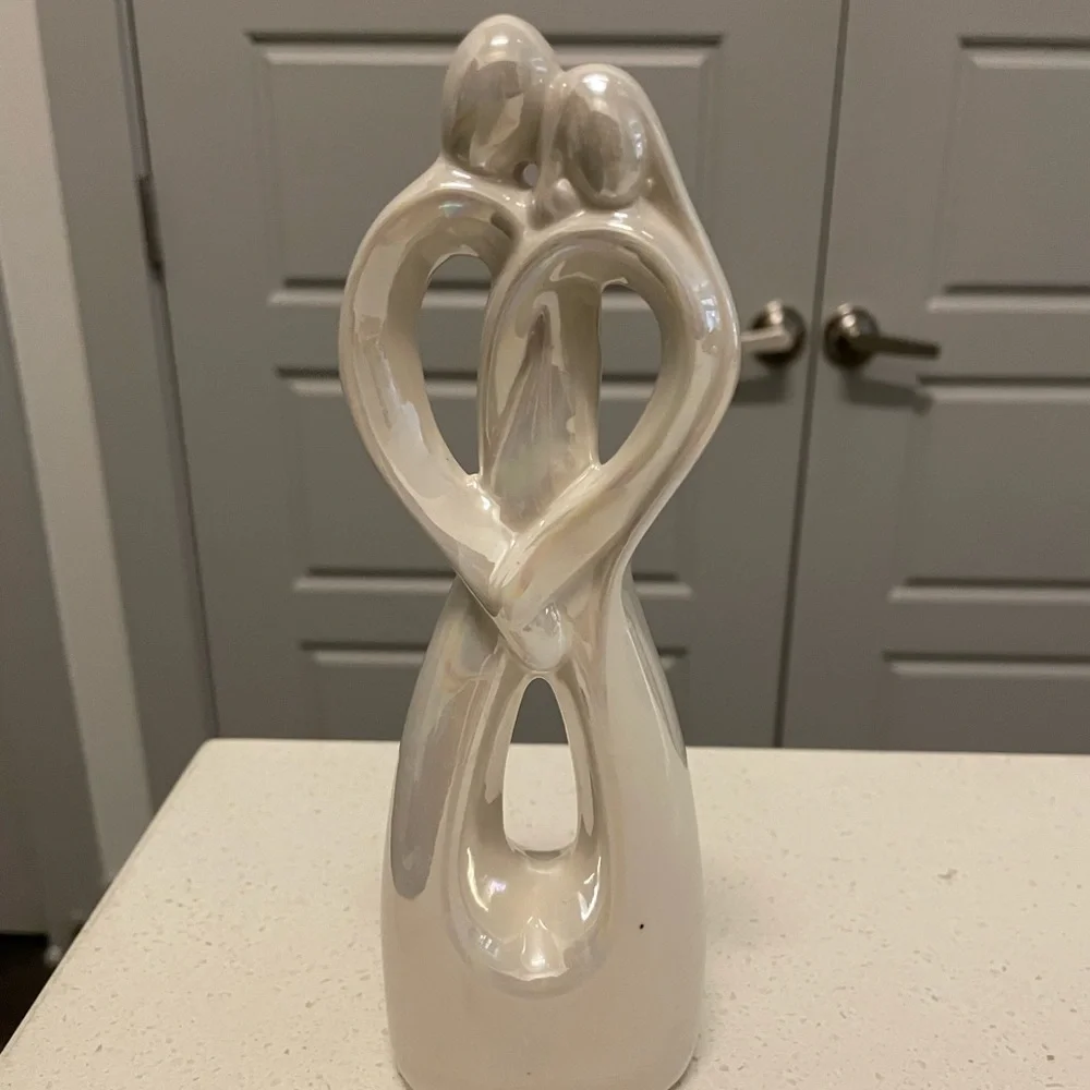 Cake Topper Wedding Decor Intertwined Abstract Modern Iridescent Couple in Love